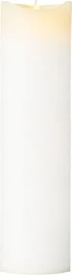 A tall, white LED candle.