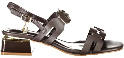 Produktbild von Braune Damensandalen mit 3 cm Absatz und verstellbarem Knöchelriemen