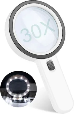Image de Loupe avec éclairage - grossissement 30x et 13 LED pour la lecture et les loisirs