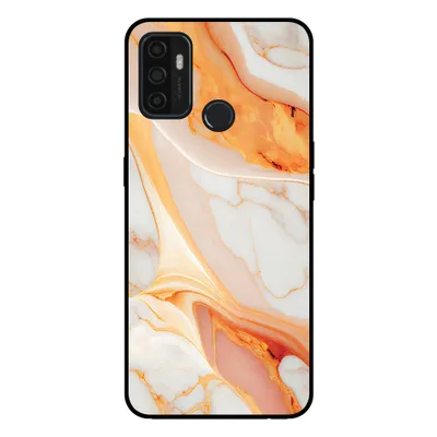 Image de Smartphonica Coque pour OPPO A32 / A53 / A53s avec impression marbre - Coque arrière TPU design marbre - Orange
