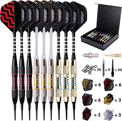 Image de Fléchettes Turnart pointe plastique 18g 9 pièces accessoires de fléchettes incl. étui cadeau