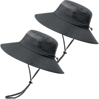 Produktbild von Boonie Sonnenhut Herren UV-Schutz Faltbar Wasserdicht Outdoor Sonnenschutz Hut Fischerhut Sommer Gartenhut Wanderhut Anglerhut Buschhut Uni Einheitsgröße Dunkelgrau 2 Stück