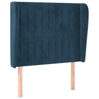 Produktbild von Kopfteil mit Ohren Dunkelblau 93x23x118/128 cm Samt
