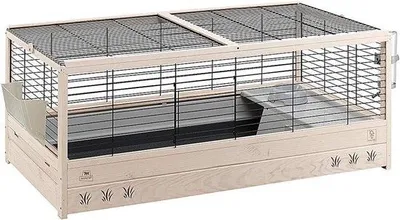 Obrázek produktu pro Dřevěná klec pro morčata a králíky, černá, 120 cm
