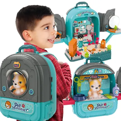 Obrázek produktu pro Woopie Malý veterinář Set 3v1 dům v batohu psa