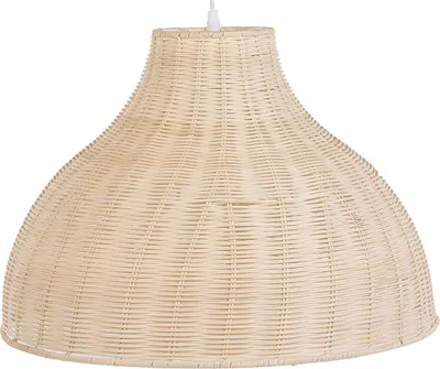 Produktbild von BELIANI Hängeleuchte Hellbraun/ heller Holzfarbton aus Rattan/Metall Halbkugel für Wohn- Schlaf- und Esszimmer Boho Stil