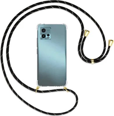 Produktbild von Handykette Backcover-Schutzhülle mit Band (Metall goldfarben) für Motorola Moto G72 (6.55'') - schwarz/gold