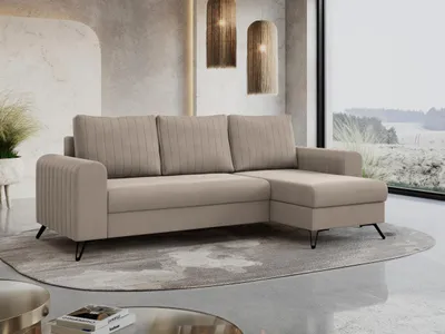 Produktbild von Ecksofa L-form, Bettsofa mit Schlaffunktion, zwei Bettkasten - AXEL - Hellbraun