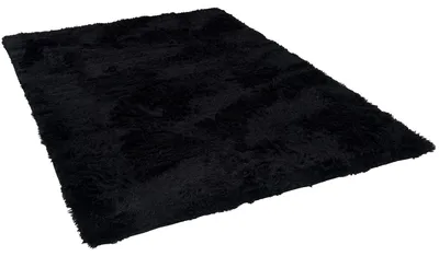 Produktbild von Fluffy Shaggy Teppich – Hochflor weich & flauschig, Größe:60x90 cm, Farbe:Schwarz