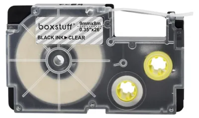 Produktbild von Casio Compatible XR-9X Schriftbandkassette - schwarz auf transparent - 9 mm x 8 m
