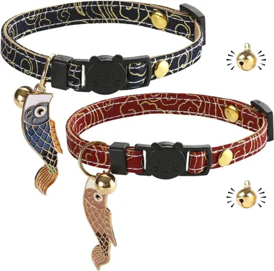 Produktbild von Katzenhalsband Leder mit Schnellschnalle, mit Glöckchen, verstellbar, für Katzen