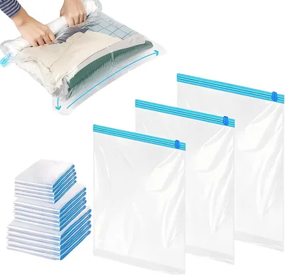 Imagen del producto de Bolsas de vacío para ropa, 15 unidades, 3 tamaños, reutilizables, ideales para viajes