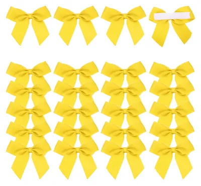 Fertige Satin-Schleifen, 24 Stück, 5,8 cm, selbstklebend, gelb
