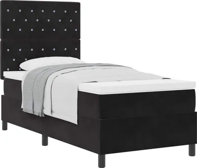 Immagine prodotto di Letto a molle con materasso nero 90 x 200 cm in velluto