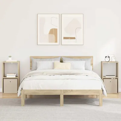 Image de vidaXL Table de chevet, 2 pièces, chêne Sonoma, 35 x 32 x 68,5 cm, panneaux de particules