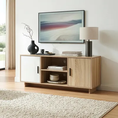 Immagine prodotto di Mobile TV "Kenta" con 2 ante, 120 x 39 x 52 cm, effetto rovere Sonoma / bianco