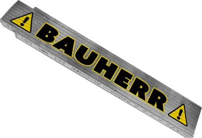 Produktbild von Bauherr mit Warnsymbol Meterstab aus Holz für Handwerker