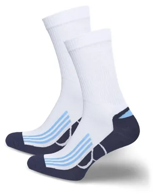 Productafbeelding van Heren sokken, model Milena, klassieke pasvorm, enkelhoog, wit, marineblauw, maat 41-43