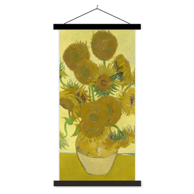 Produktbild von MuchoWow® Textilposter Sonnenblumen - Vincent van Gogh 40x80 cm mit schwarzem Rahmen - Wandemalerei