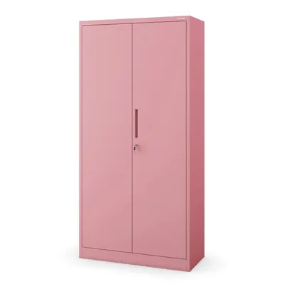 Produktbild von Büroschrank C001 Aktenschrank Lagerschrank Mehrzweckschrank Metallschrank 4 Fachböden Pulverbeschichtung Stahlblech 185 cm x 90 cm x 40 cm, Farbe: Rosa