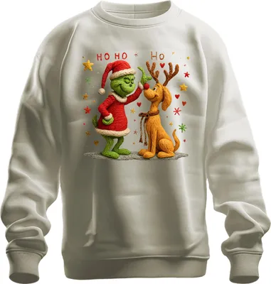 Produktbild von Grinch gestrickt Wolle Rentier Weihnachten lustig Retro Geschenk Uni Sweatshirt Pullover, Natur, M