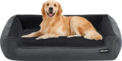 Image de Lit pour chien de haute qualité Coussin pour chien Canapé pour chien Corbeille pour chien amovible et lavable gris foncé 110 x 86 x 26 cm