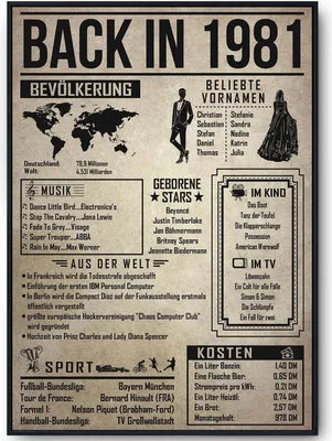 Produktbild von 44. Geburtstag Geschenkidee personalisierbar | Poster Jahrgang 1981 Geschenk | Back in 1981 Rückblick – DIN A4 (21x29.7cm)