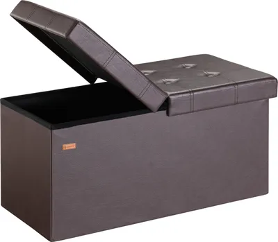 Produktbild von CASARIA® Sitzbank mit Stauraum Faltbar Braun 80x40x40cm Gepolstert Deckel Kunstleder Schlafzimmer Wohnzimmer Flur Sitztruhe Truhenbank Polsterbank
