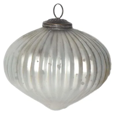 Image de Clayre & Eef Boule de Noël Ø 12 cm Blanc Argenté Verre