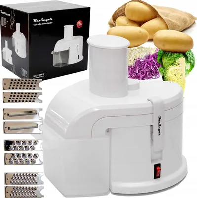 Produktbild von Professionelle Kartoffelreibe Berlinger 4In1 400W 1.3L Schüssel 80Kg/H Weiss
