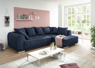 Produktbild von ED Exciting Design Sofa Sentina: s Ecksofa in Vielfalt von Farben und Materialien – Beidseitig montierbar mit Nosagfederung : Mondscheinblau Designer-Farben: Mondscheinblau