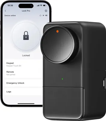 Produktbild von SwitchBot Lock Pro, Intelligentes Torschloss, Schlüssel, Ohne Schlüssel, Schwarz, Android, iOS, Acrylnitril-Butadien-Styrol (ABS), Aluminium, Polycarbonat (PC), AA