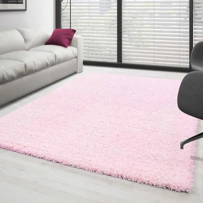 Produktbild von TapisTrend Zotteliger Teppich Rosa 120 cm rund Hochflorteppich, einfarbig