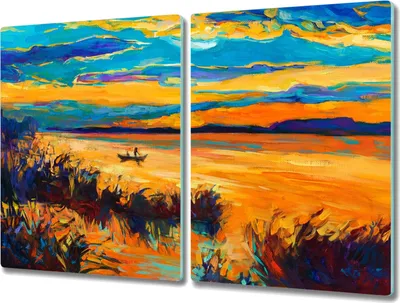 Produktbild von Coloray Schneidebrett Herdabdeckplatte 2x40x52 cm Kochplattenabdeckung Hackbrett Küchenbrett - Wasser Sonnenuntergang