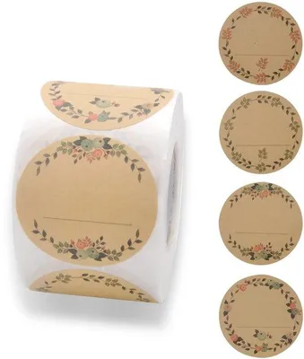 Produktbild von Selfklebende Etiketten 500er Pack - Cadeaubonetiketten - Papieretiketten - Blumenetiketten - Kületiketten - Handgemachte Etiketten - Klebeetiketten