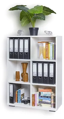 Produktbild von Weißes Bücherregal 80,2 cm x 109,5 cm x 35 cm für Ordner und Aufbewahrung