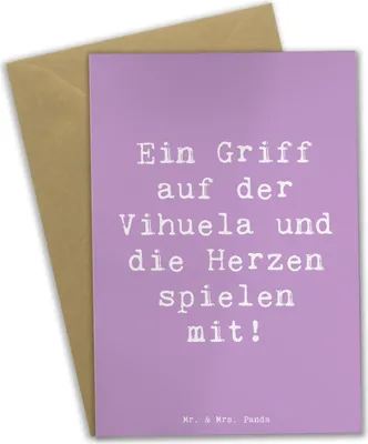 Produktbild von Mr. & Mrs. Panda Grußkarte Spruch Vihuela Herzklang - Lavendeltraum - Geschenk, osterkarten, Instrument, Musik, kommunionskarte, einladungskarten, lernen, Musizieren