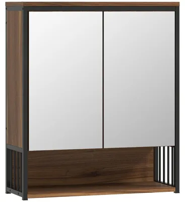 Obrázek produktu pro Zrcadlová skříňka do koupelny – nástěnná skříňka se zrcadlem | Barva: Hnědá | Rozměry: 56 x 20 x 65 cm