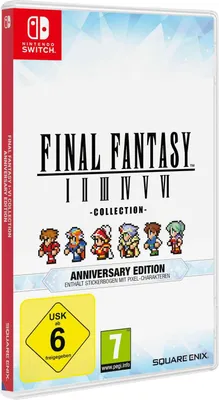 The image shows the front cover of a Nintendo Switch game case for Final Fantasy I-VI Collection - Anniversary Edition.