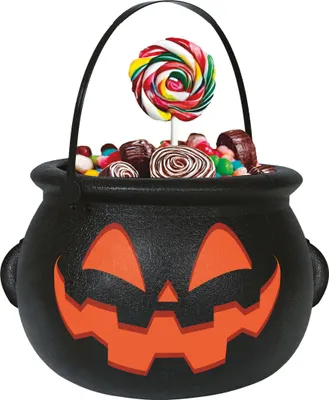 Produktbild von Schwarzer Kürbiskessel 16cm Halloween Bonbonschale mit Henkel - Einheitsgröße
