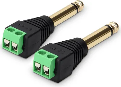 Produktbild von kwmobile 2x 6,35mm Klinkenstecker Adapter - Klinke auf 2-Pin Audio Kabel Terminal Block Set - Terminalblock 6.35mm Klinke 2-polig - Schraubbefestigung