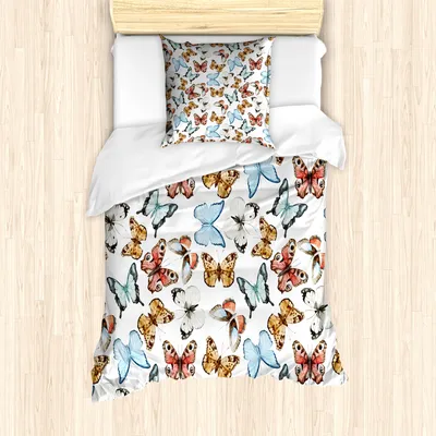 Produktbild von ABAKUHAUS Schmetterling Mantele, Bohemian Schmetterlinge, Milbensicher Allergiker geeignet mit Kissenbezügen, 135 cm x 200 cm - 80 x 80 cm, Mehrfarbig