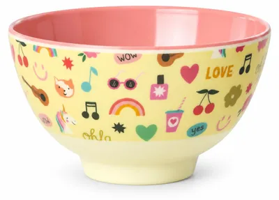 Produktbild von Kleine Kinderschüssel 11,5cm Gelb Soft Yellow Melamin 200ml Einhorn, KI-generiertes Bild
