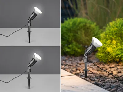 Produktbild von 2er Set LED Gartenstrahler mit Erdspieß Baumstrahler Gartenleuchten Strom H:51cm