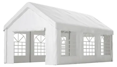 Productafbeelding van Carport-tent, 3x6 meter, duurzaam en weerbestendig ontwerp, dubbele rolluiken, WIT