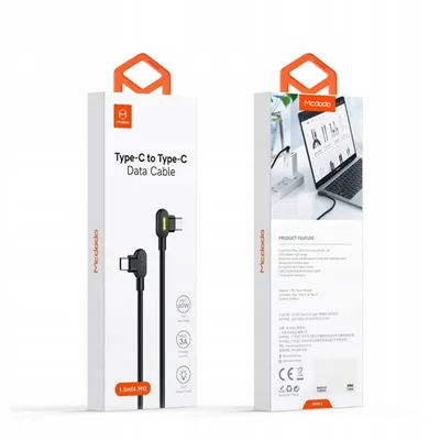Obrázek produktu pro Mcdodo 90 stupňů tlačítko PD kabel USB-C na USB-C 1,5 metru LED datový kabel nabíjecí kabel typu C konektor pro smartphone