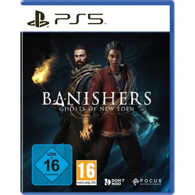 The image shows the cover art for the video game Banishers: Ghosts of New Eden for PlayStation 5.