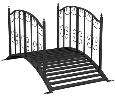 Productafbeelding van Vintage metalen tuinbrug, decoratie voor tuin en vijver, 119x67x70 cm, zwart