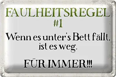Produktbild von Blechschild Spruch 30x20cm Faulheitsregel 1 Retro