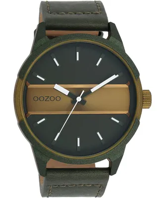 Image de Montre Oozoo forest vert cuir Timepieces hommes montre à quartz analogique UOC11233